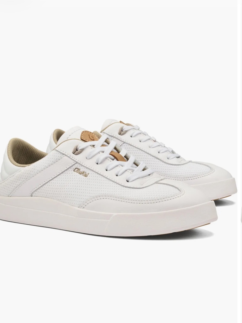 OluKai Kilea Women’s White Sneakers with Tan Highlights